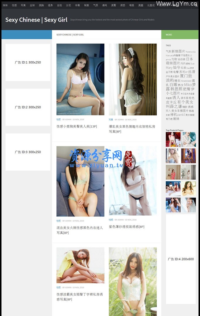 仿《Sexychinese》美女图片站源码,帝国CMS,手机自适应,火车头采集-老哥源码