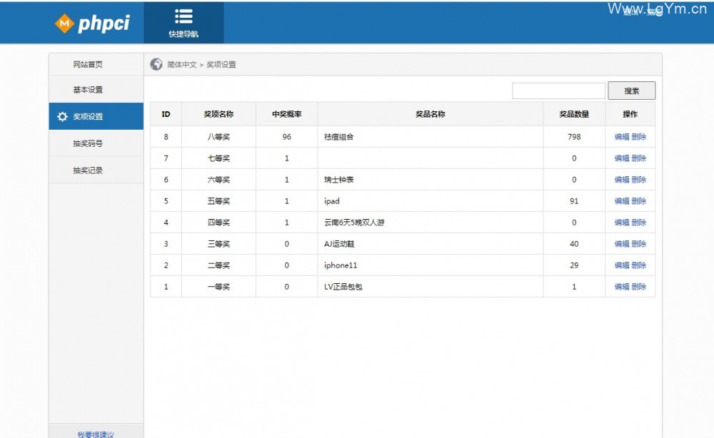幸运九宫格抽奖系统带后台源码